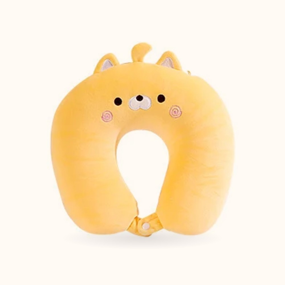 Butter the Cat Travel Buddy flipped into U-shaped neck pillow form